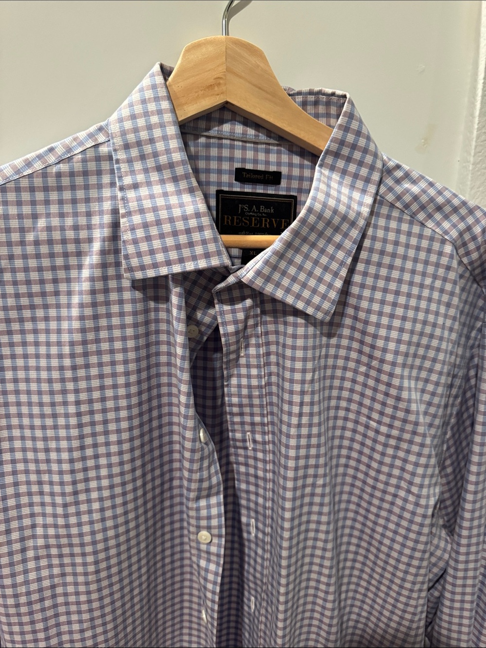 Jos. A. Bank Men's Lavender and White Checked Dress Shirt